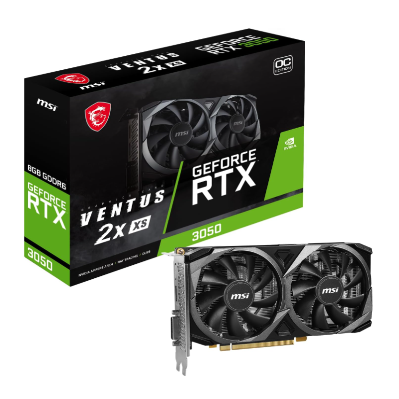 MSI Gaming GeForce RTX 3050 8GB GDRR6 128-Bit HDMI/DP PCIe 4 Torx Twin Fans Ampere OC Graphics Card (RTX 3050 Ventus 2X XS 8G OC)